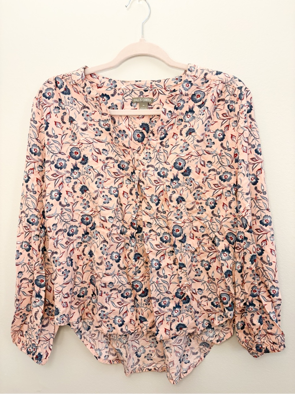 Falls Creek Peach Floral Button-Front Blouse